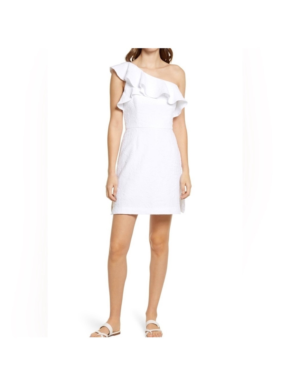 LILLY PULITZER Kipton One Shoulder Romper White Dress size 14